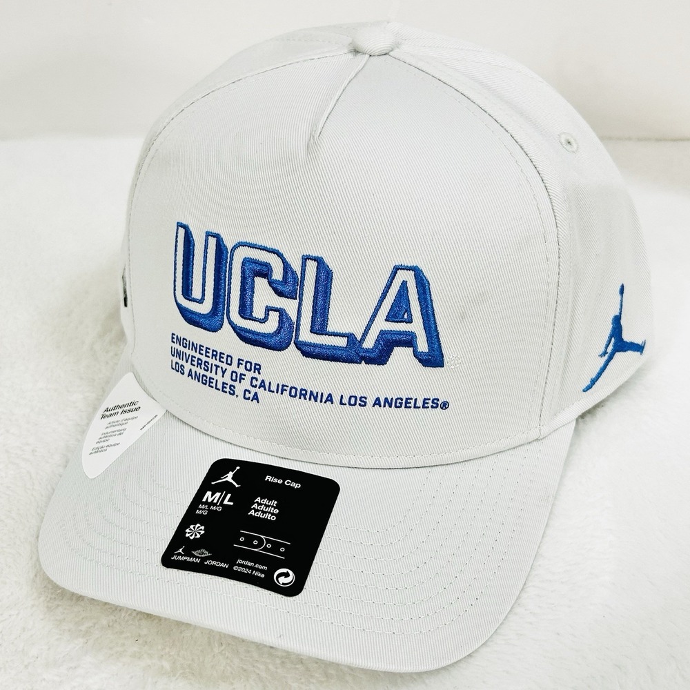 UCLA Bruins Jordan Rise Cap Wordmark Hat Cap Snapback M/L NCAA Gray College